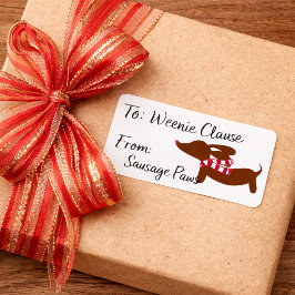 Dachshund Wearing a Warm Scarf Christmas Gift Tags ラベル