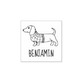 Dachshund Wiener Dog Plaid Sweater Custom Name 1x1 ラバースタンプ (インプリント)