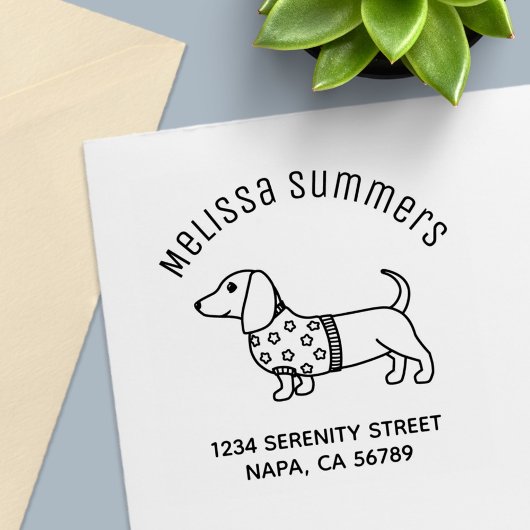 Dachshund Wiener Dog Star Sweater Arch Address セルフインキングスタンプ