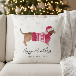 Dachshund Wiener Dog Watercolor Pet Holiday クッション