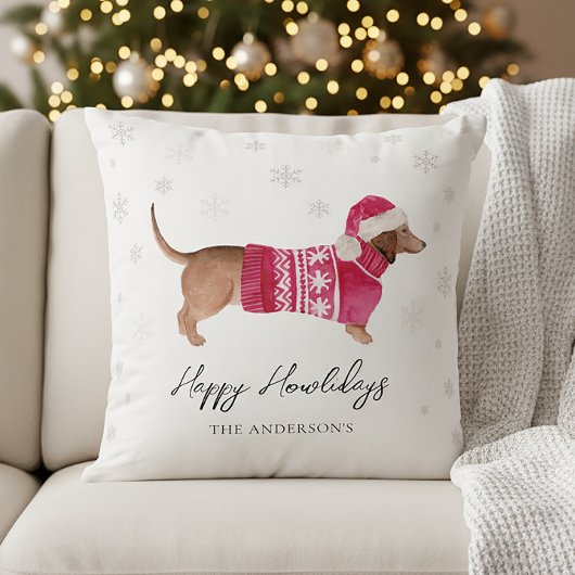 Dachshund Wiener Dog Watercolor Pet Holiday クッション
