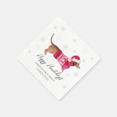 Dachshund Wiener Dog Watercolor Pet Winter Holiday スタンダードカクテルナプキン (角)