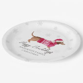 Dachshund Wiener Dog Watercolor Pet Winter Holiday ペーパープレート (アングル)