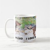dachshund-wild boar full love w pic コーヒーマグカップ (左)