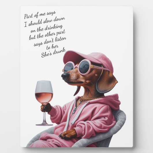 Dachshund Wine Drinker フォトプラーク (正面)