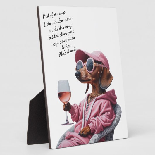 Dachshund Wine Drinker フォトプラーク (側面)