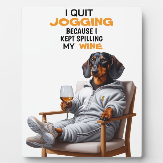 Dachshund Wine Tabletop Plaque with Easel フォトプラーク (正面)