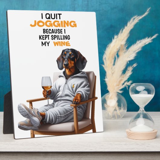 Dachshund Wine Tabletop Plaque with Easel フォトプラーク (側面)