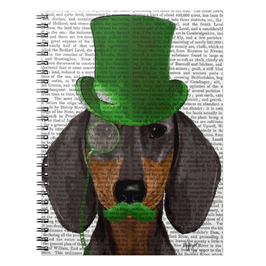Dachshund with Green Top Hat Black Tan 2 ノートブック (正面)