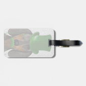 Dachshund with Green Top Hat Black Tan 2 ラゲッジタグ (裏面横)