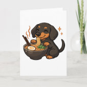 Dachshund with Noodles Ramen Kawaii Dog カード (正面)
