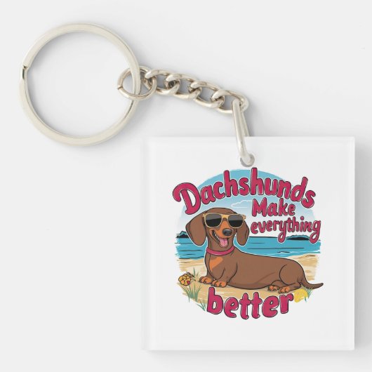 Dachshundsすべてを改善する キーホルダー (正面)