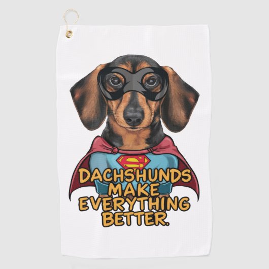 Dachshundsすべてを改善する ゴルフタオル (正面)