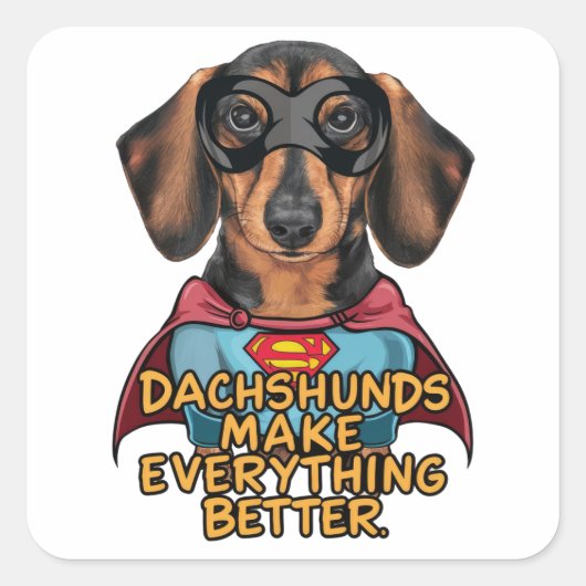 Dachshundsすべてを改善する スクエアシール (正面)