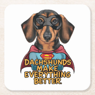 Dachshundsすべてを改善する スクエアペーパーコースター