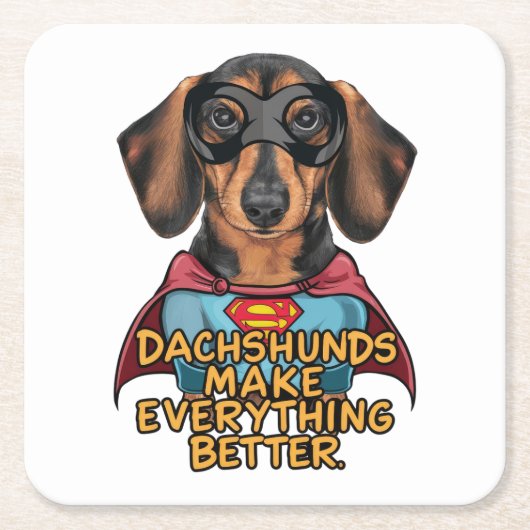 Dachshundsすべてを改善する スクエアペーパーコースター (正面)