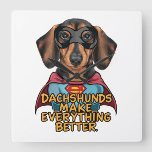 Dachshundsすべてを改善する スクエア壁時計