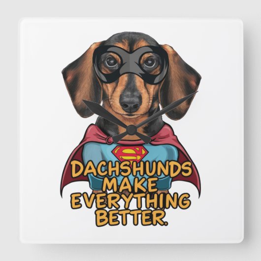 Dachshundsすべてを改善する スクエア壁時計 (正面)