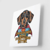 Dachshundsすべてを改善する スクエア壁時計 (傾斜)