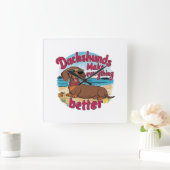 Dachshundsすべてを改善する スクエア壁時計 (ホーム)