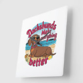 Dachshundsすべてを改善する スクエア壁時計 (傾斜)