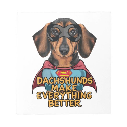 Dachshundsすべてを改善する ノートパッド (正面)