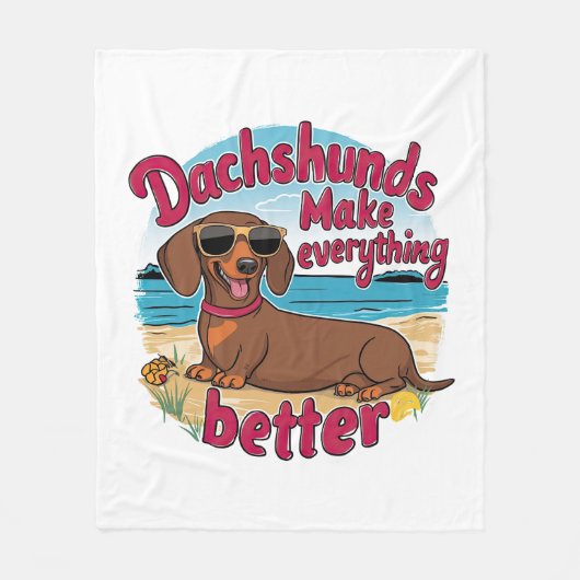 Dachshundsすべてを改善する フリースブランケット (正面)