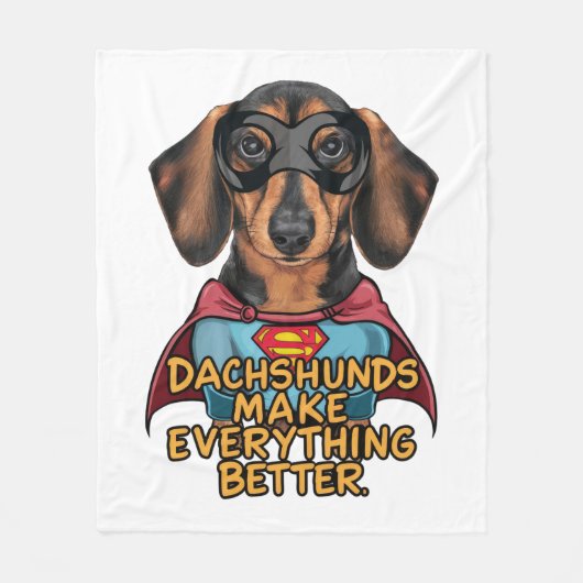 Dachshundsすべてを改善する フリースブランケット (正面)