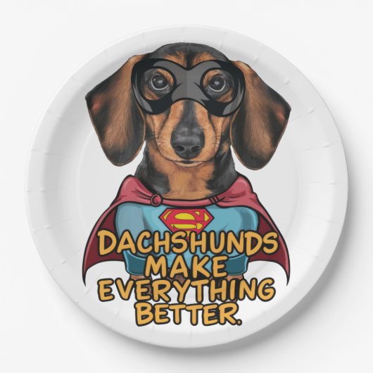 Dachshundsすべてを改善する ペーパープレート (正面)