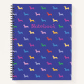 Dachshundsカラフルおもしろいのパーソナライズカスタム緩和曲線 ノートブック (正面)