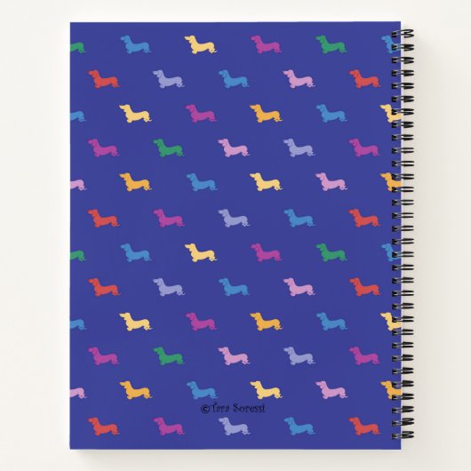 Dachshundsカラフルおもしろいのパーソナライズカスタム緩和曲線 ノートブック (裏面)