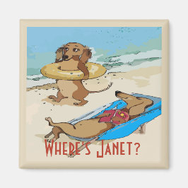 Dachshundsビーチ、テストの追加 マグネット