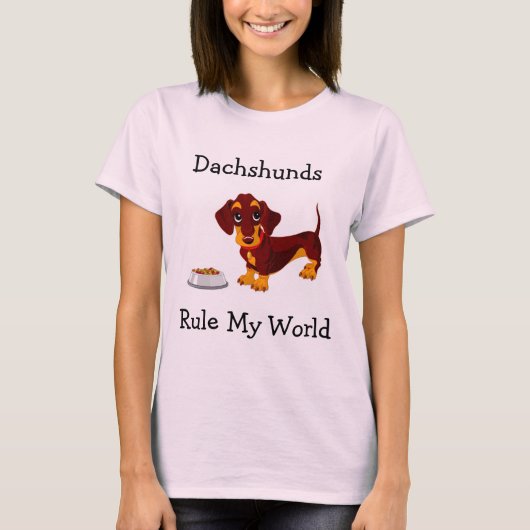 Dachshundsルール私のワールドレディースリンガーティーシャツ Tシャツ (正面)