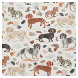 DACHSHUNDS水色パインタリーウィーナードッグ ファブリック