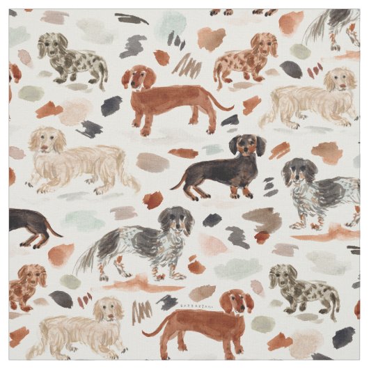 DACHSHUNDS水色パインタリーウィーナードッグ ファブリック (見本)