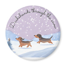 Dachshunds雪かわいいクリスマスソーセージ犬ドキシー