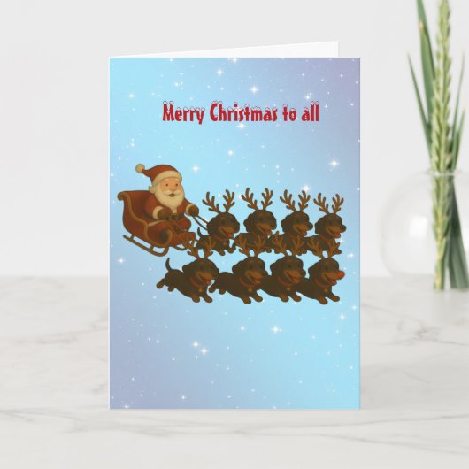 Dachshunds and Santa Christmas Greeting Card カード (正面)