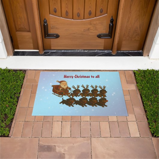 Dachshunds and Santa Doormat ドアマット (室外)
