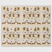 Dachshunds & Dog Bones水色 ラッピングペーパー (フラット)