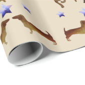 Dachshunds & Dog Bones水色 ラッピングペーパー (ロールコーナー)