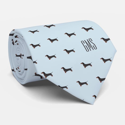 Dachshunds Dogs Pattern Monogrammed ネクタイ (ロール)