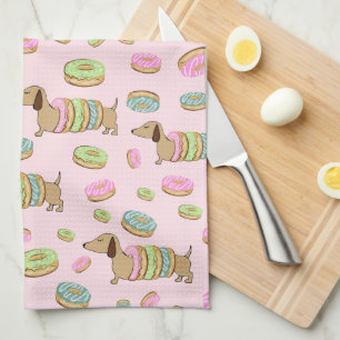 Dachshunds + Donutsディッシュタオル+ Doxieハンドタオル キッチンタオル