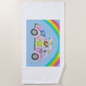  Dachshunds in a Hippie Car ビーチタオル (正面)