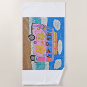 Dachshunds in a Hippie mobile ビーチタオル (正面)