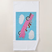  Dachshunds in a Pink Convertible Car ビーチタオル (正面)