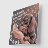 Dachshunds Leave Pawprints On Your Heart スクエア壁時計 (傾斜)