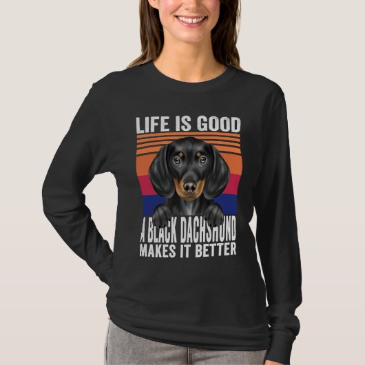 Dachshunds Makes Your Life Good Vintage Tシャツ (正面)