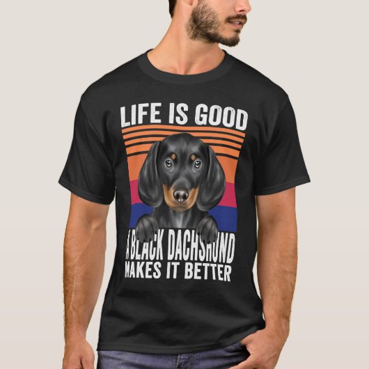 Dachshunds Makes Your Life Good Vintage Tシャツ (正面)