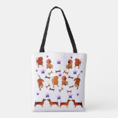 Dachshunds, stars & Dog Bones水色 トートバッグ (裏面)