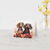 Dachshunds Valentine's Day カード (黄色い花)